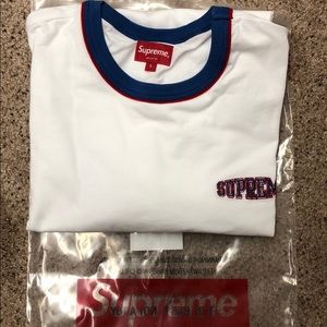 SUPREME PIPING RINGER TEE. 100% AUTHENTIC